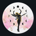 *~* Rays Crystals Cosmic Gold Black Goddess Moon Large Clock<br><div class="desc">LARGE ROUND CLOCK - Woman Phases of the Moon Celestial Woman Goddess with long GOLD long Hair surrounded by the PHASES of the MOON and RAYS of healing energy. * Energetically Enhanced Popular Elegant Creative Metaphysical Tribal Esoteric Celestial Lunar Luna Woman's Body / Female Spiritual Black Gold WOMAN GODDESS Long...</div>
