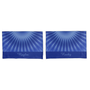 Rays Flower gradients - royal blue + your ideas Pillow Case