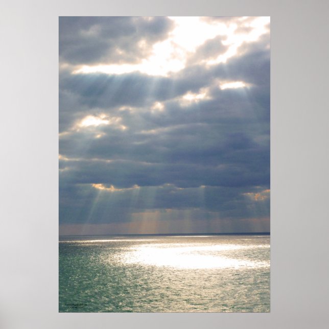 Rays from Heaven Over Ocean Poster (Front)