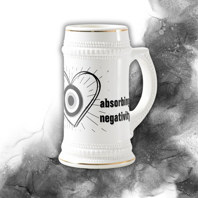 Rays, Heart , Black Evil Eye protection monogram | Beer Stein (Creator Uploaded)