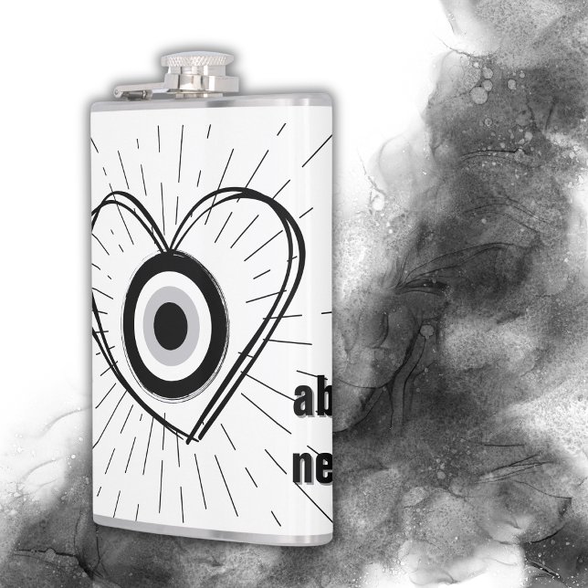 Rays, Heart , Black Evil Eye protection monogram | Flask (Creator Uploaded)