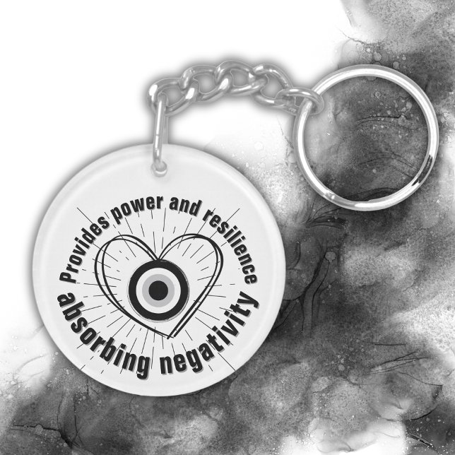 Rays, Heart , Black Evil Eye protection monogram | Keychain (Creator Uploaded)