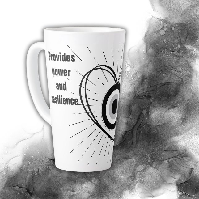 Rays, Heart , Black Evil Eye protection monogram | Latte Mug (Creator Uploaded)