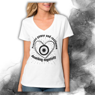Rays, Heart , Black Evil Eye protection monogram T-Shirt