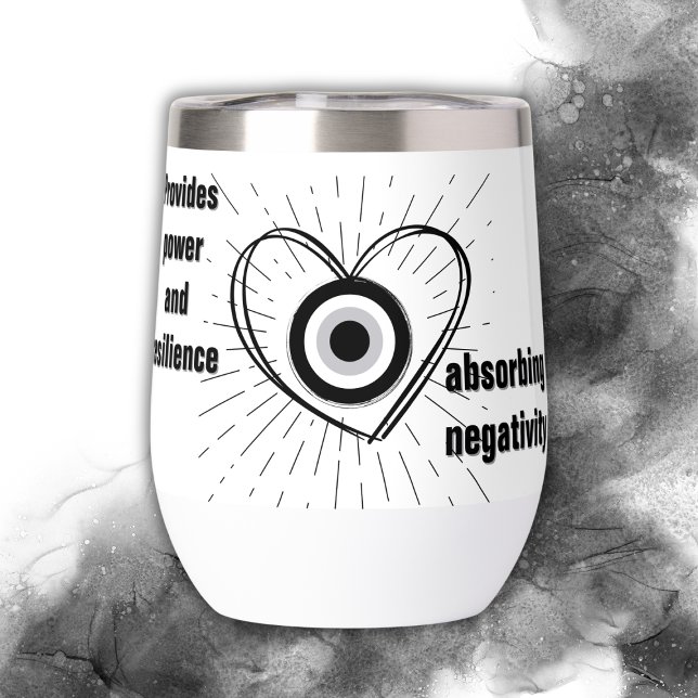 Rays, Heart , Black Evil Eye protection monogram | Thermal Wine Tumbler (Creator Uploaded)
