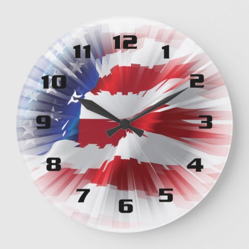 Rays Of Light American Flag Patriotic Large Clock