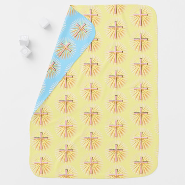 Rays of Light from the Religious Cross Baby Blanket (In Situ)