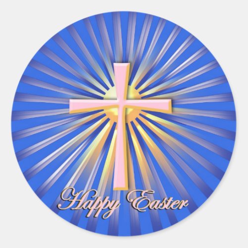 Rays of Light from the Religious Cross   Classic Round Sticker