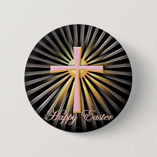 Rays of Light from the Religious Cross (On Black) Button (Front)