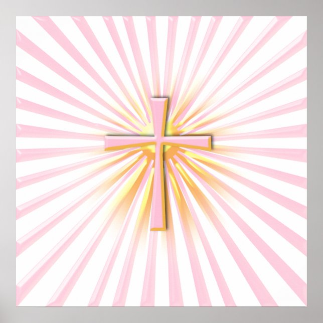 Rays of Light from the Religious Cross (On White) Poster (Front)