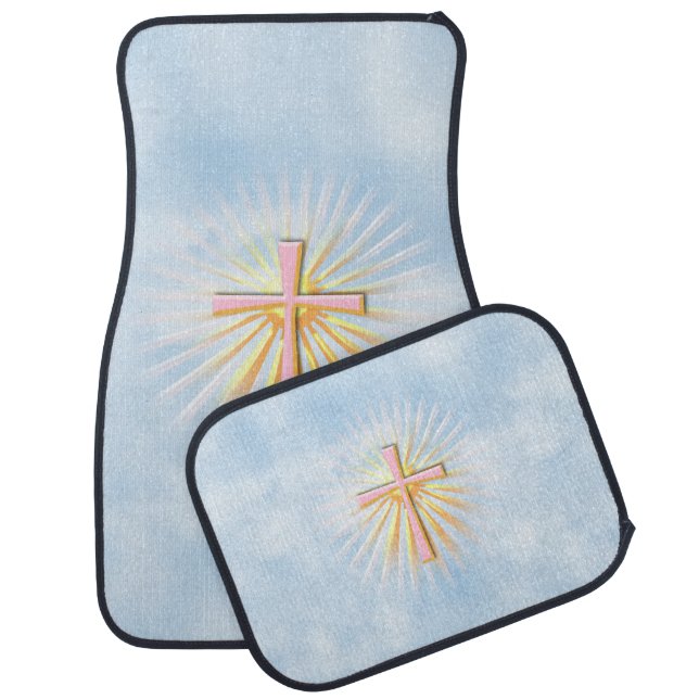 Rays of Light from the Religious Cross (W/Clouds) Car Floor Mat (Set)