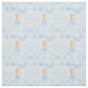 Rays of Light from the Religious Cross (W/Clouds) Fabric