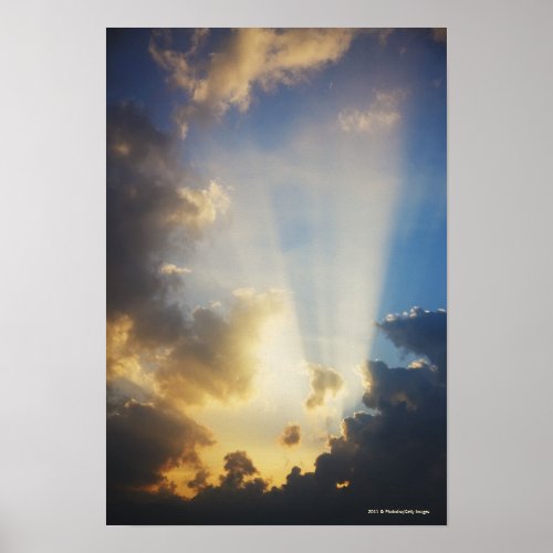 Rays Of Light Shining Through The Clouds Poster