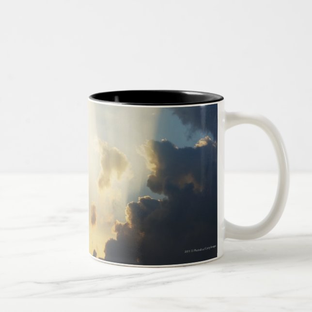 Rays Of Light Shining Through The Clouds Two-Tone Coffee Mug (Right)