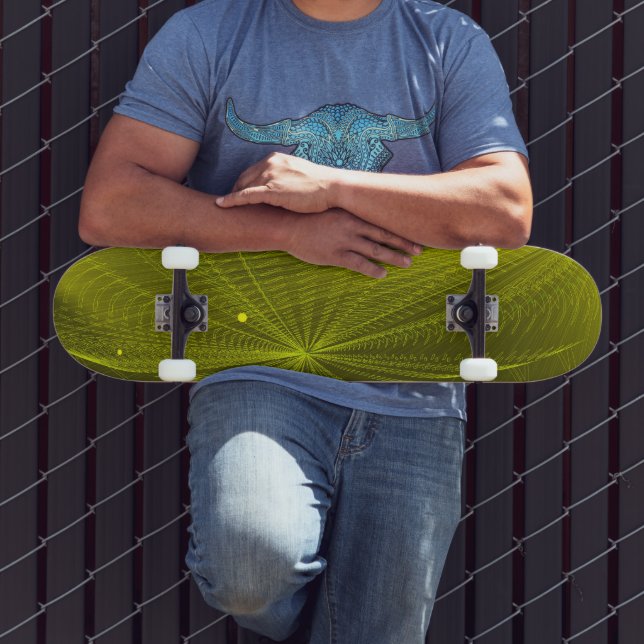 Rays of Psychedelic Electric Green Skateboard Deck (Outdoor 3)