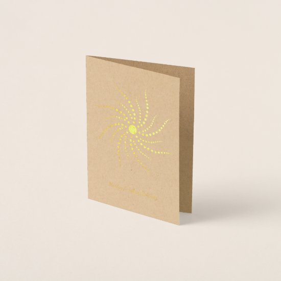 rays of sunlight dots mandala thank you gold foil card