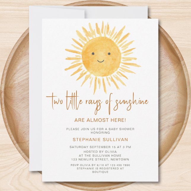 Rays of Sunshine Twins Baby Shower Invitation (Creator Uploaded)