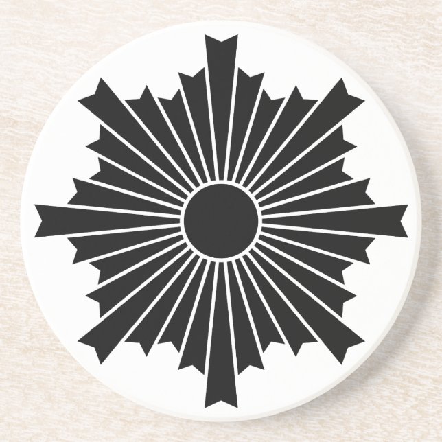 Rays of the rising sun sandstone coaster (Front)