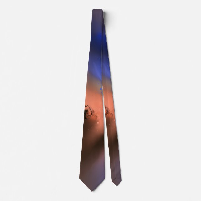 Rays Of Wisdom - Brown Orange Blue Abstract Neck Tie (Front)