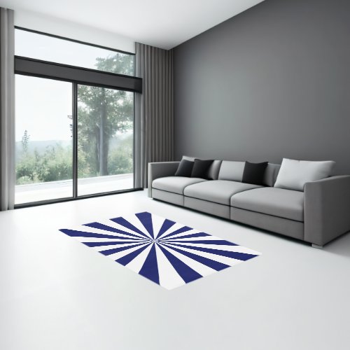 Rays Sunburst  DIY Colors White Blue BG Rug