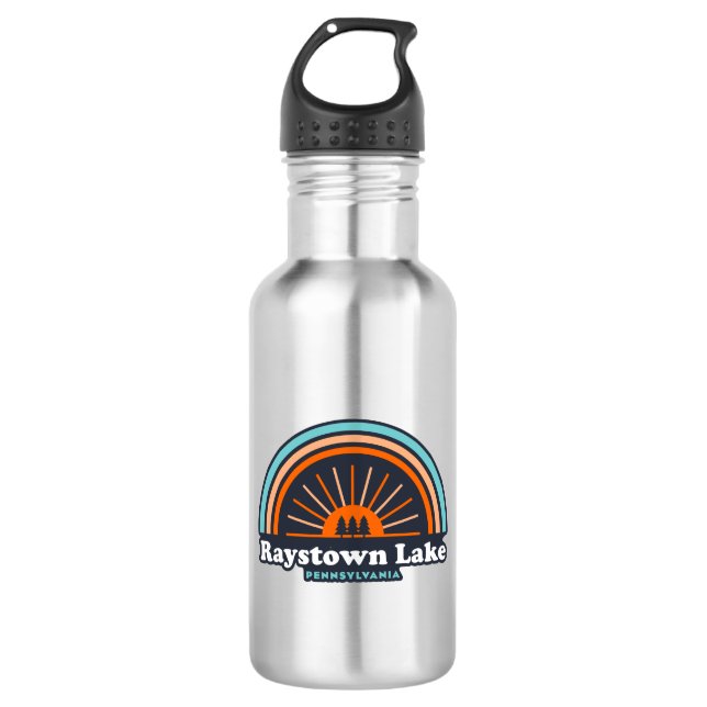 Raystown Lake Pennsylvania Rainbow Stainless Steel Water Bottle (Front)