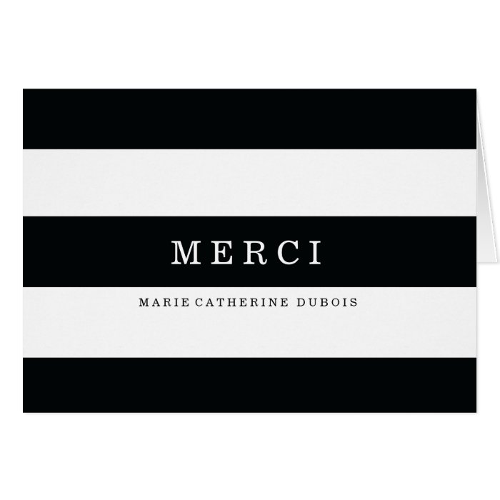 Rayures Noires Modernes Merci Cartes Greeting Cards