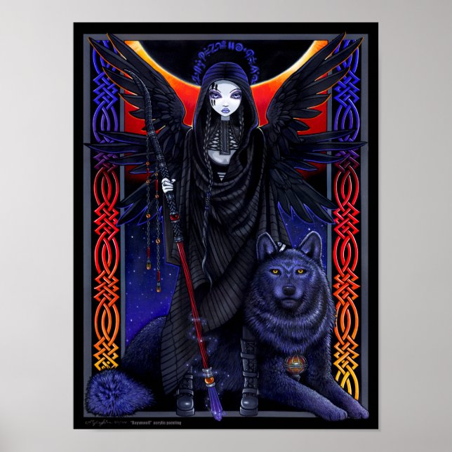 Rayvnwolf Magical Wolf Guardian Angel Poster (Front)