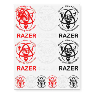 RAZER: Robot, Alien, Zombie Emergerncy Responders Temporary Tattoos