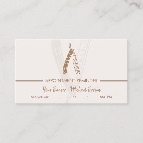 Razor Barber Appointment Brown Business Card