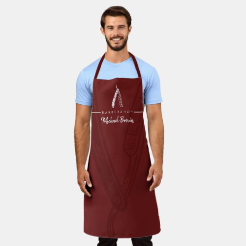 Razor Barber Burgundy business Apron