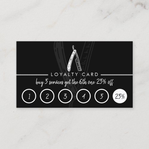 Razor Barber Coiffure Hairdresser Discount Loyalty Business Card