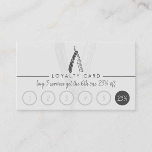 Razor Barber Coiffure Hairdresser Punches Loyalty Business Card