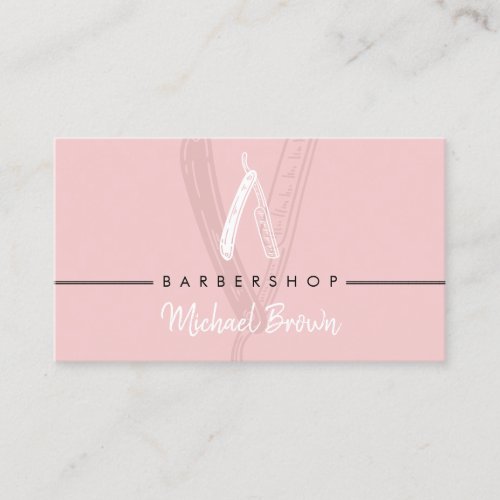 Razor Barber Elegant pink chic Business Card