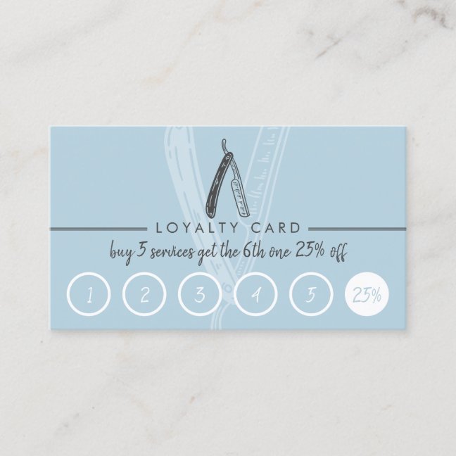 Razor Barber Men Coiffure Hairdresser Blue Loyalty Business Card