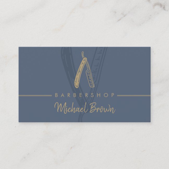 Razor Barber Navy Business Card