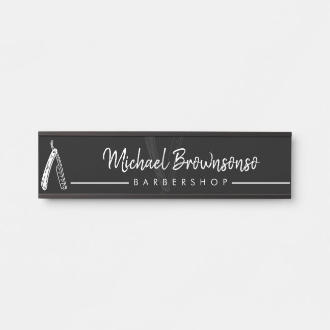 Razor Barber shop black logo elegant Door Sign
