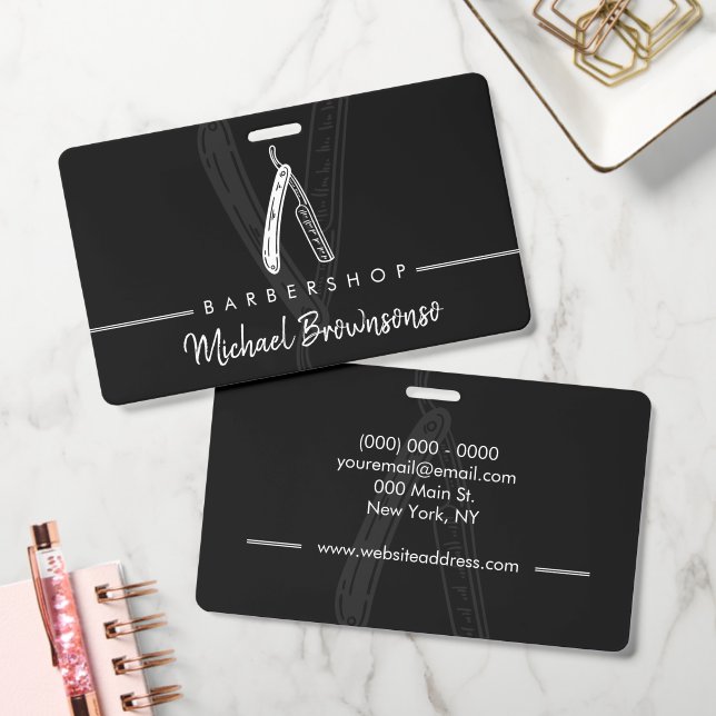 Razor Barber shop black logo simple Badge (Office)