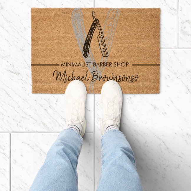 Razor Barber Shop Minimalist Simple Fiber Doormat