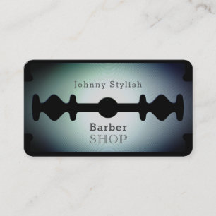 Razor blade barber shop shade blue business card