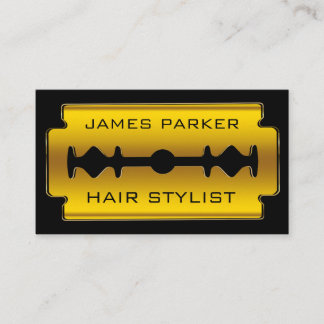 Razor Blade Gold Faux Barber Hair Stylist Business Card