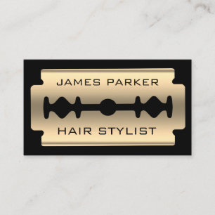 Razor Blade Gold Faux Barber Hair Stylist Business Card