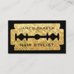Razor Blade Gold Faux Barber Hair Stylist Business Card at Zazzle
