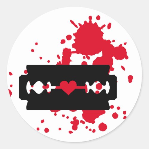 Razor Blade love blood Classic Round Sticker