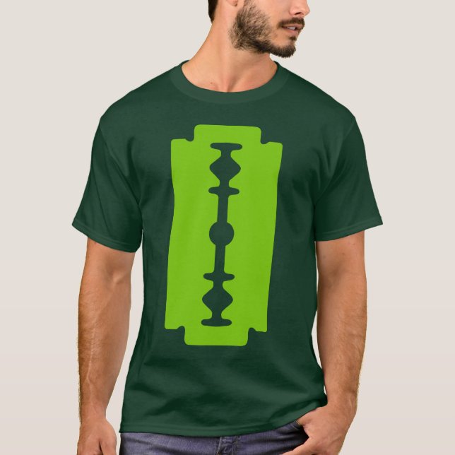 Razor Blade - Martian Green on Dark T-Shirt (Front)