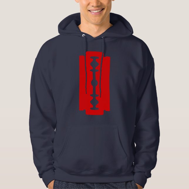 Razor Blade - Red on Dark Hoodie (Front)