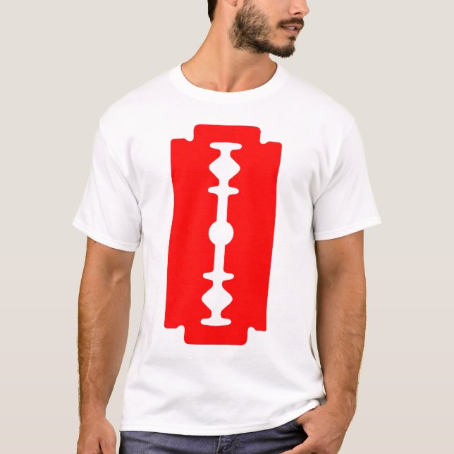 Razor Blade - Red on Light T-Shirt (Front)