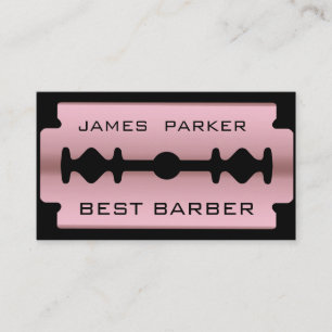 Razor Blade Rose Gold Barber Modern Hair Stylist Business Card