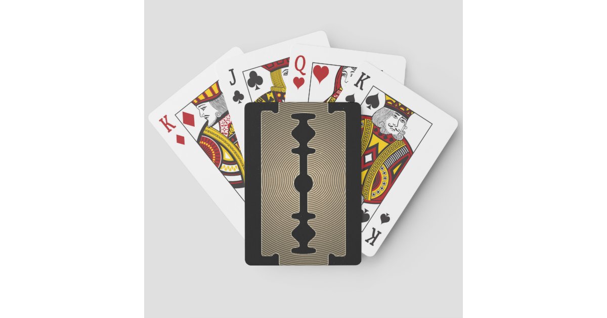 Razor blade sharp gold cover playing cards Zazzle