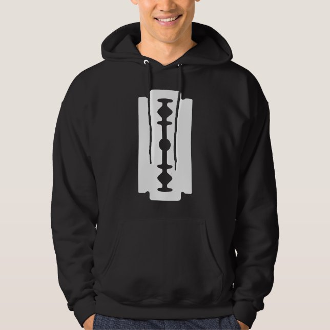Razor Blade - White on Dark Hoodie (Front)