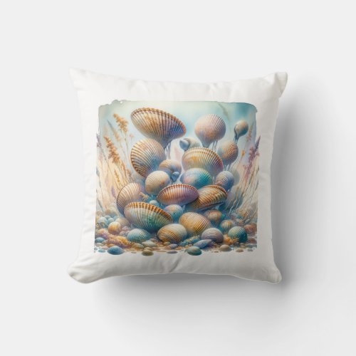 Razor Clams 030624AREF114 _ Watercolor Throw Pillow